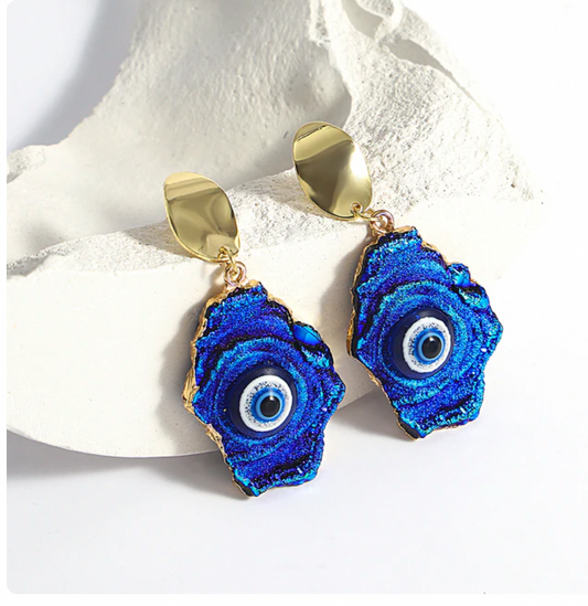 Evil Eye Vintage Abstract Simulated Natural Stone Dangle Earrings
