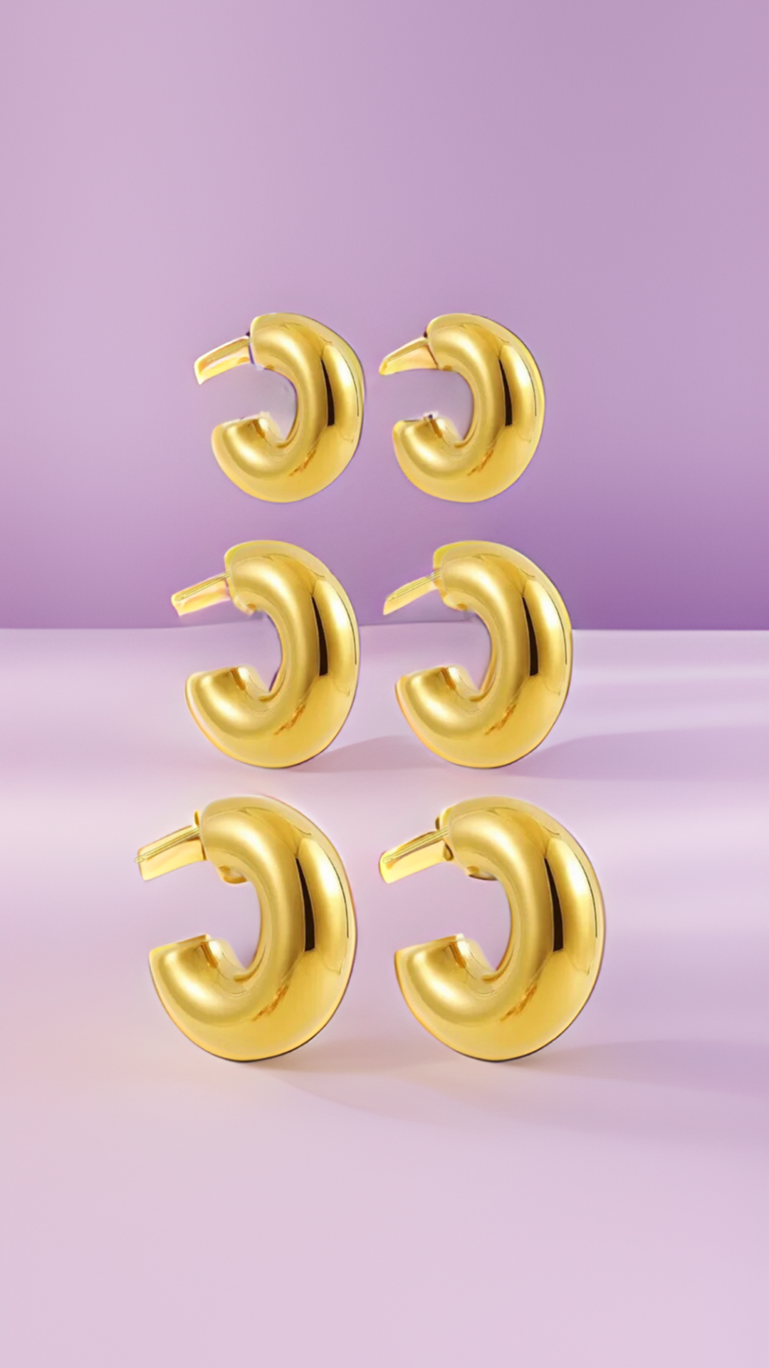 Elegant Gold Plated Stainless Steel C Shape Hoop Earrings