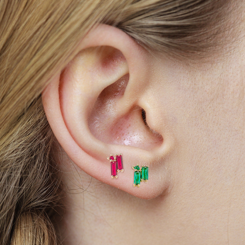 ANITA EMERALD CUT GREEN MIX STUDS