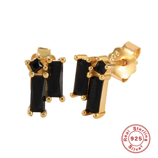 ANITA EMERALD CUT BLACK MIX STUDS