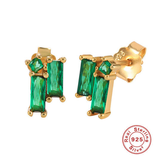 ANITA EMERALD CUT GREEN MIX STUDS