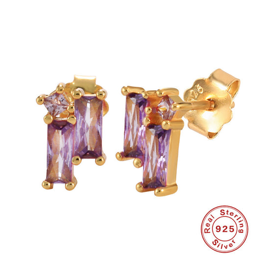 ANITA EMERALD CUT REDDISH MAGENTA MIX STUDS